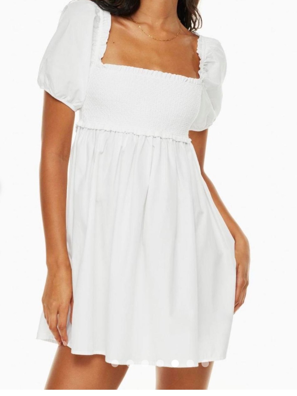 Sunday Best White Smocked Puff Sleeve Mini Dress